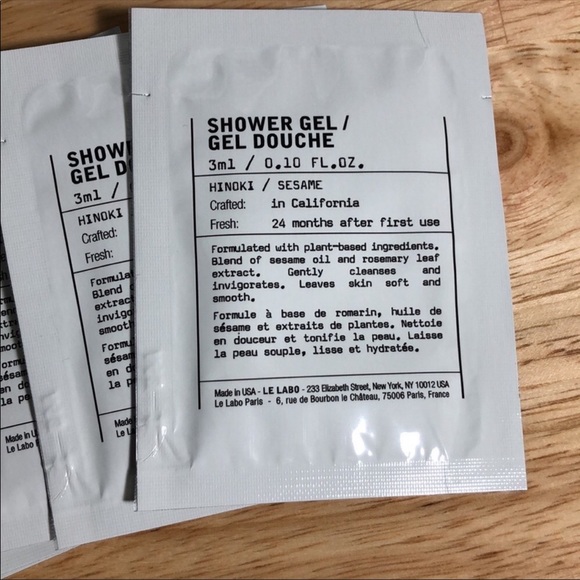 Le Labo Bath & Body 525 Le Labo Hinoki Shower Gel Samples 8 Packets